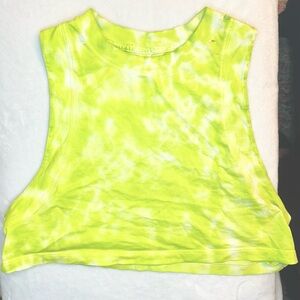 LULULEMON All Yours Cropped Cotton Tank Top, Tie Dye Eccentric Lime, Size 2